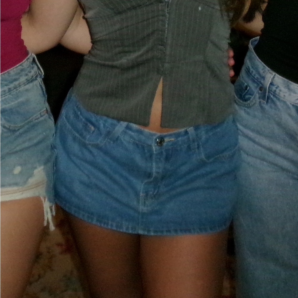 Denim mini skort